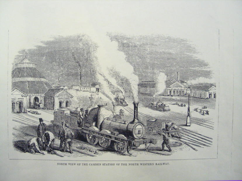 North view of Camden Goods yard, with the Roundhouse behind, 1847