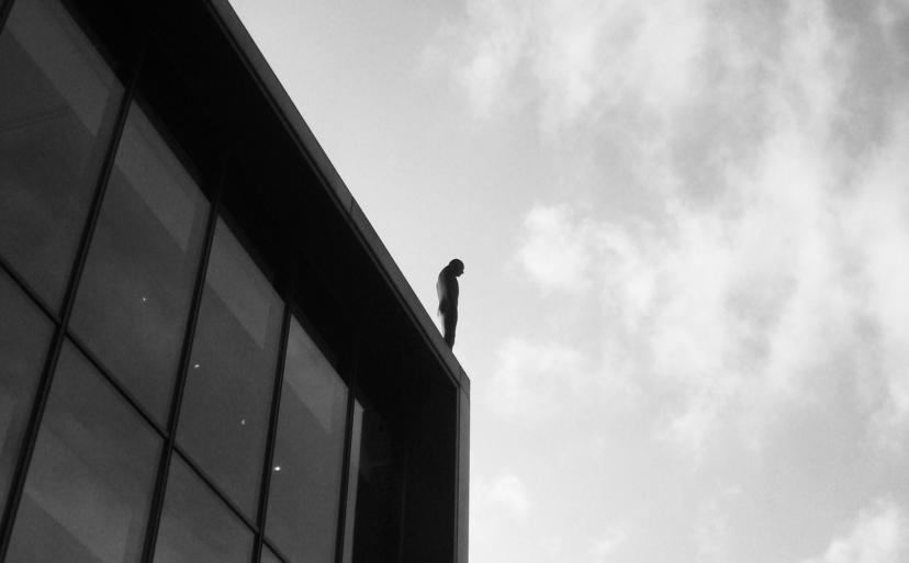Antony Gormley's scuplture on the roof of the Roundhouse
